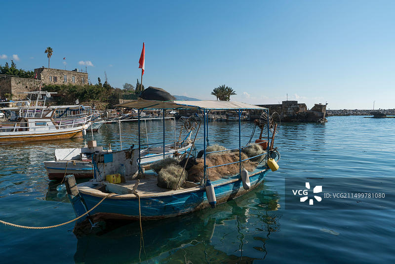 比布鲁斯黎巴嫩中东地区的渔船图片素材