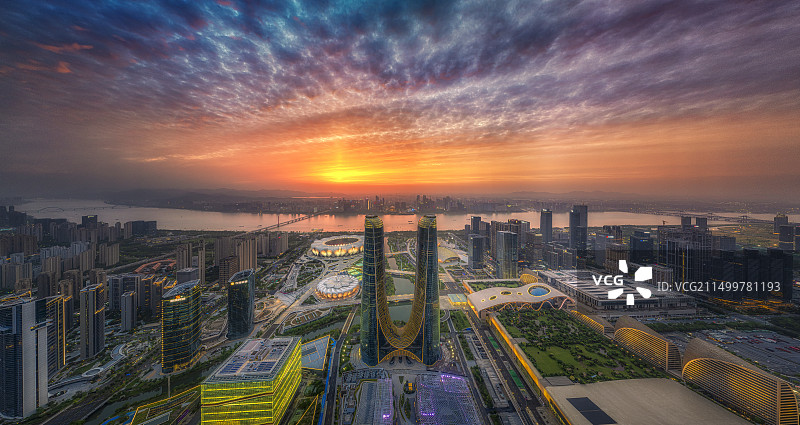 钱江世纪城日落图片素材