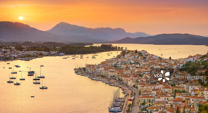 希腊伯罗奔尼撒阿尔戈利达波罗斯岛日落景色图片素材