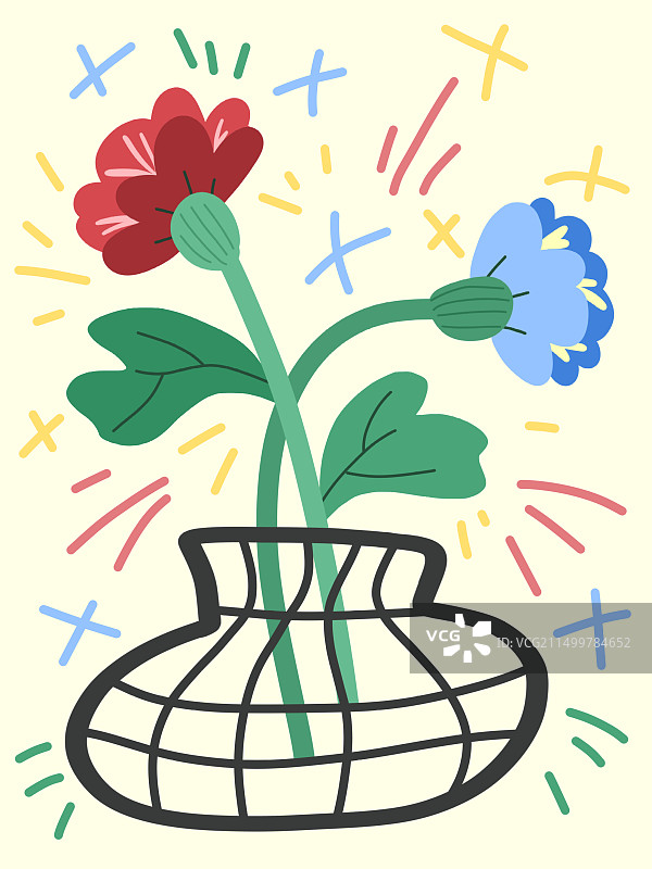 卡通花朵插画壁纸图片素材