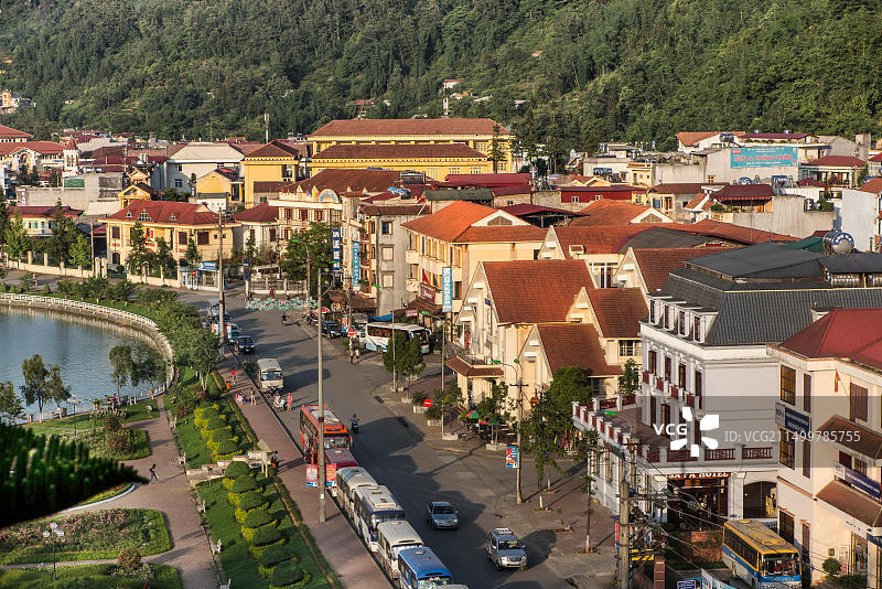 越南北部沙巴湖镇风光图片素材