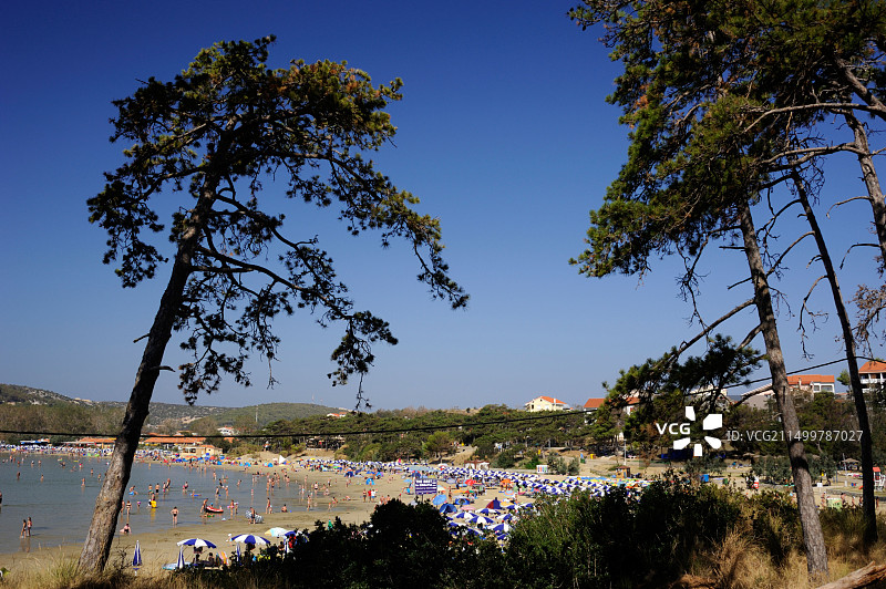 克罗地亚，达尔马提亚，夸内尔群岛，拉布岛，洛帕尔，天堂海滩图片素材