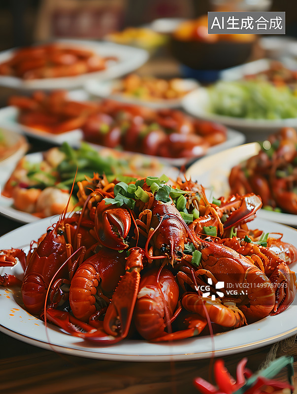 【AI数字艺术】中国美食小龙虾图片素材