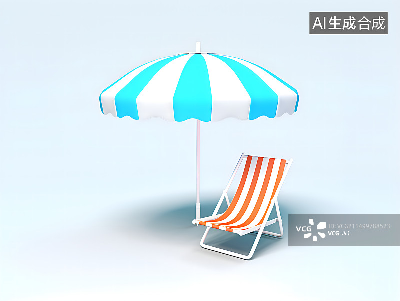 【AI数字艺术】遮阳伞-沙滩椅图片素材