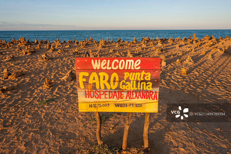 哥伦比亚瓜希拉半岛蓬塔加利纳斯标牌图片素材