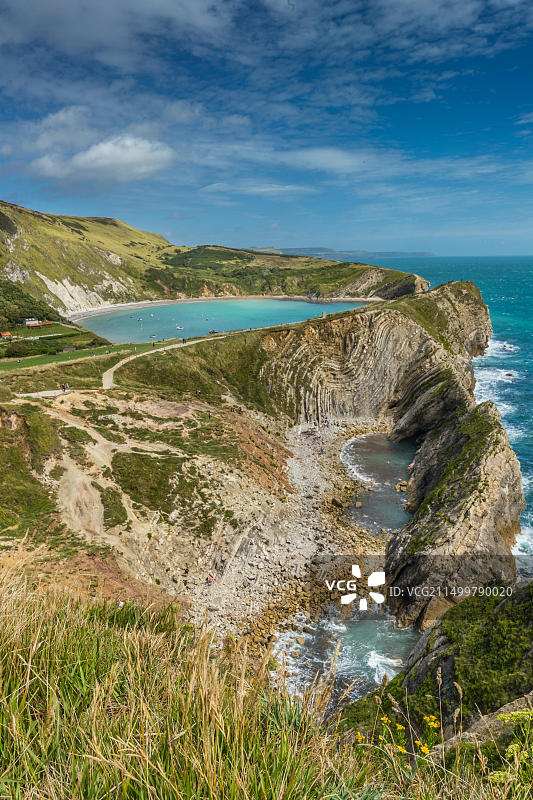 侏罗纪海岸世界遗产地，前景是斯代尔小海湾，后方是拉尔沃思海湾图片素材
