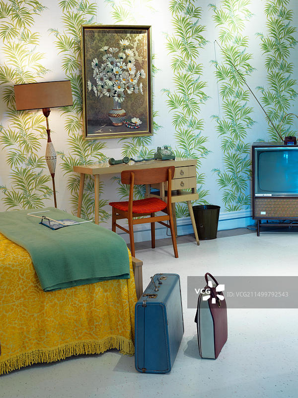 加拿大安大略省尼亚加拉瀑布尼亚加拉瀑布博物馆20世纪50年代汽车旅馆内部陈列图片素材