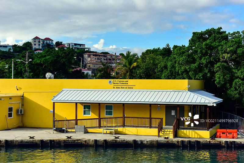美属维尔京群岛，圣约翰斯入境点，美国海关和边境保护局。图片素材