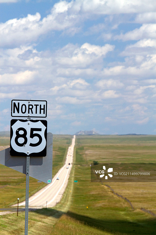 美国南达科他州85号公路北向路标图片素材
