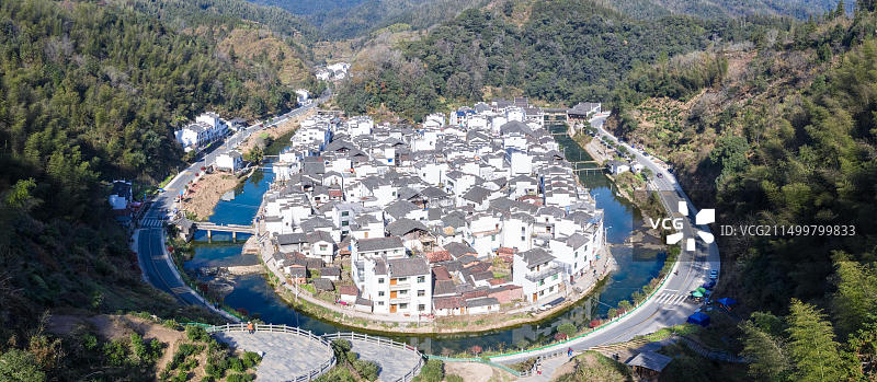 菊径古村的航拍景色图片素材