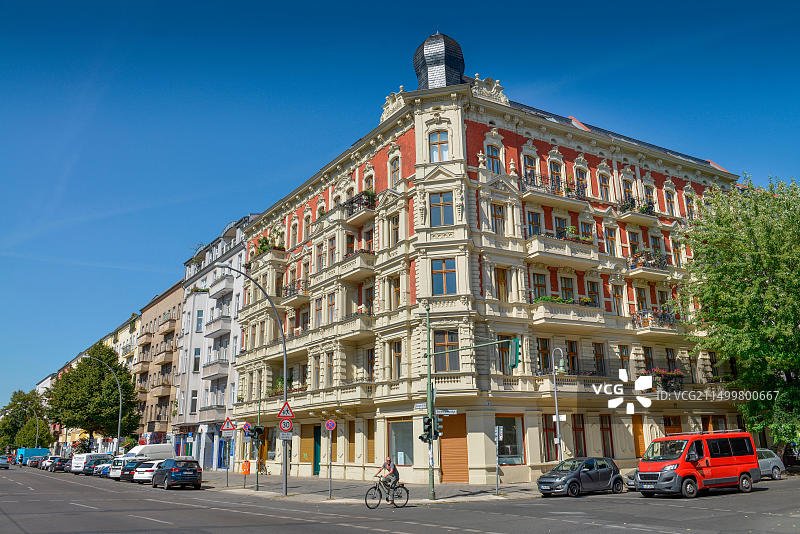 德国柏林普伦茨劳贝格区但泽大街的老建筑图片素材