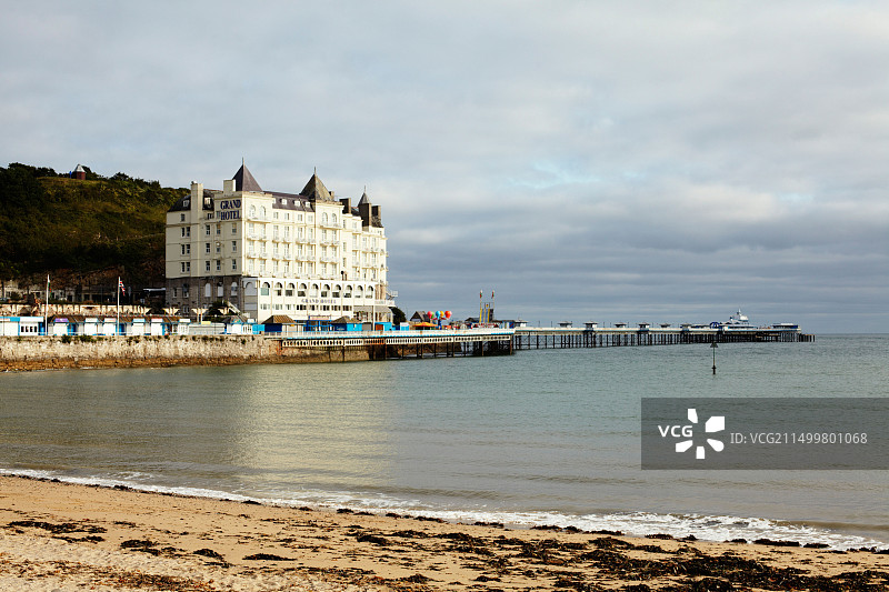 北威尔士兰迪德诺的大酒店和码头图片素材