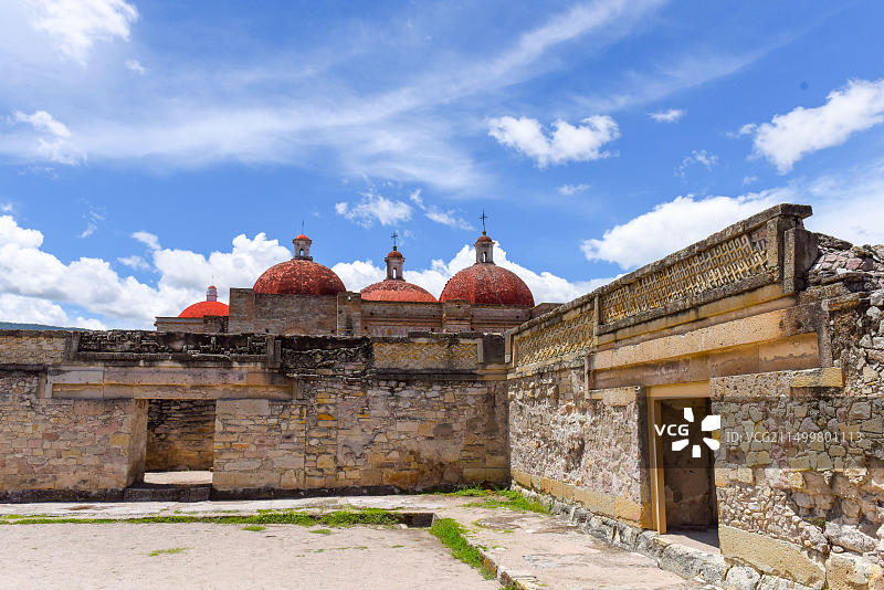 墨西哥瓦哈卡山谷萨波特克文明的中美洲米特拉遗址图片素材