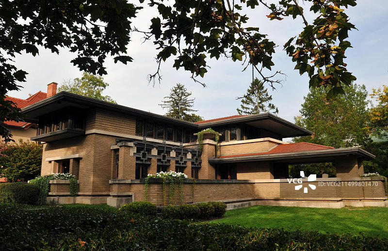 美国密歇根州大急流城的迈耶·梅住宅，由建筑师弗兰克·劳埃德·赖特设计，于1909年竣工。图片素材