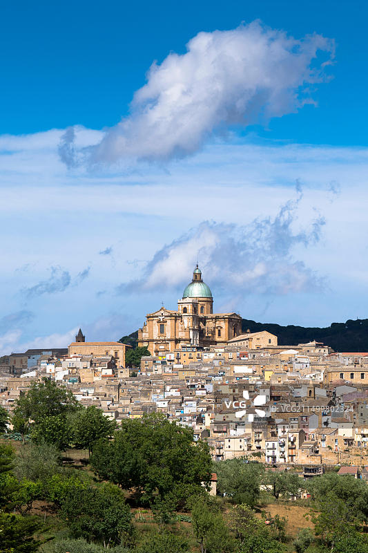 意大利西西里岛阿梅利纳广场的古老山城图片素材