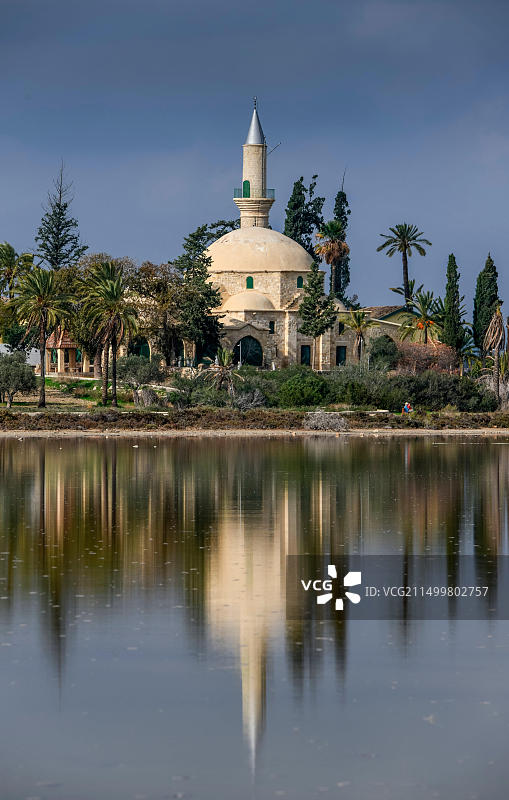 哈拉苏丹特克清真寺，盐湖，拉纳卡，塞浦路斯图片素材