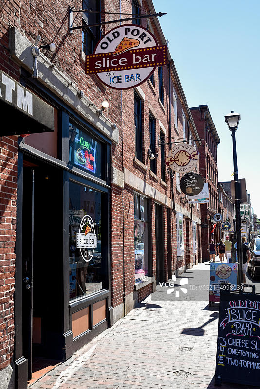 缅因州波特兰：老港区的店面图片素材