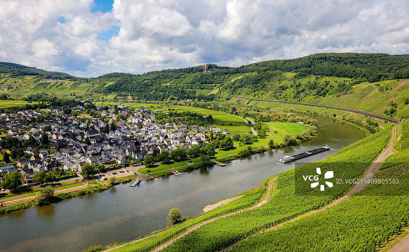德国莱茵兰-普法尔茨州彭德里希-摩泽尔河畔的葡萄园图片素材