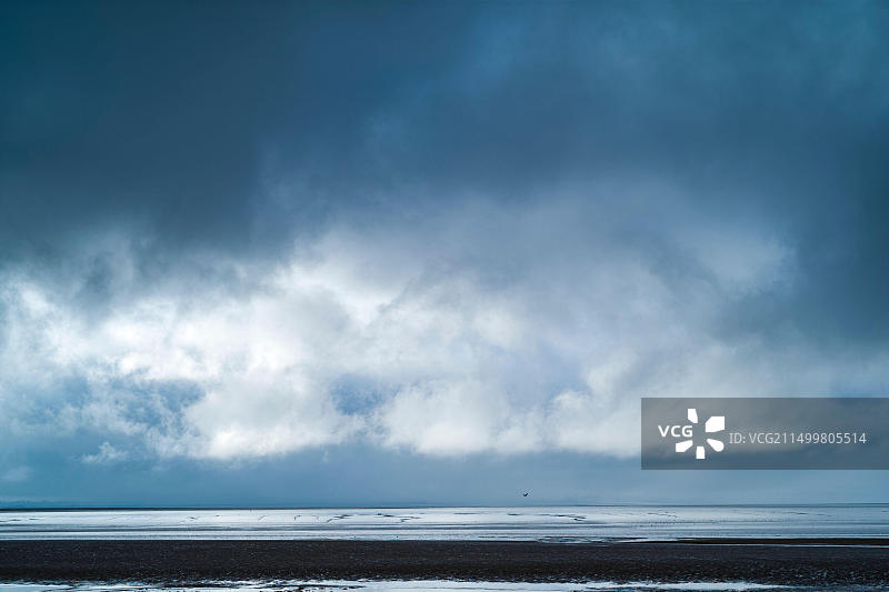 英国萨默塞特郡伯纳姆海滩粉彩沙滩海景图片素材