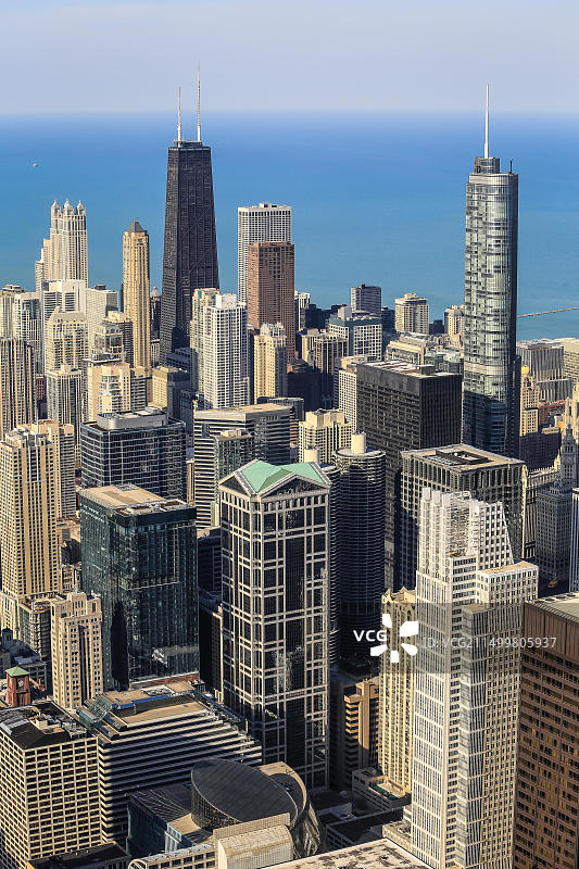 从威利斯大厦观赏密歇根湖和约翰·汉考克中心图片素材