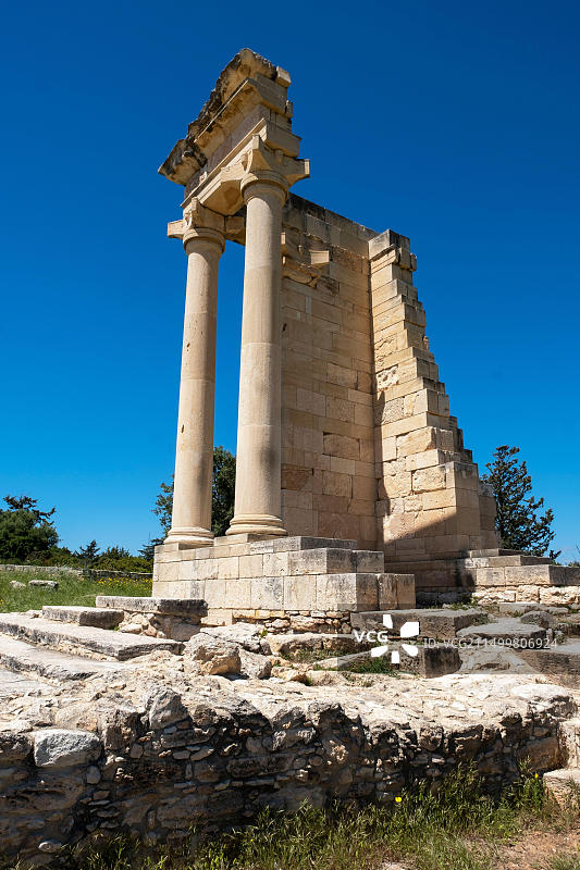 塞浦路斯库里安考古遗址的阿波罗·希拉提斯圣所部分修复的阿波罗神庙图片素材