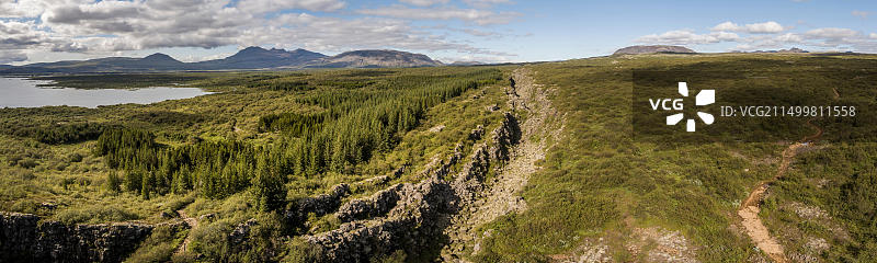 冰岛辛格韦德利国家公园Almannagja裂缝（联合国教科文组织世界遗产）图片素材