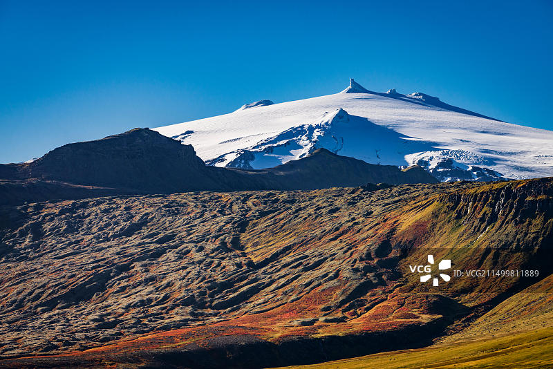 秋季的斯奈山冰川，冰岛图片素材