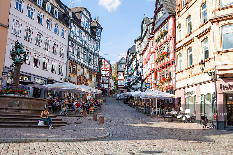 德国黑森州马尔堡历史中心集市广场图片素材