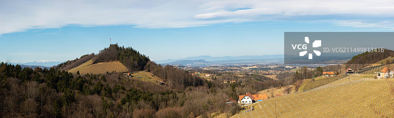 葡萄园全景：莱布尼茨地区南施蒂利亚旅游景点图片素材