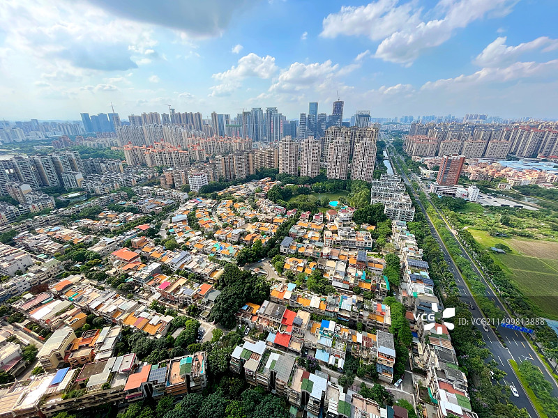 广东佛山禅城区环湖片区全景图，佛山城市发展变迁图片素材