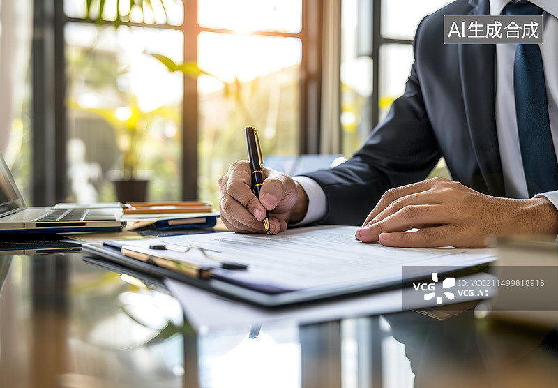 【AI数字艺术】会议室内达成共识签约合同图片素材