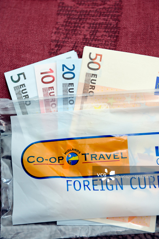 外币塑料旅行钱包合作图片素材