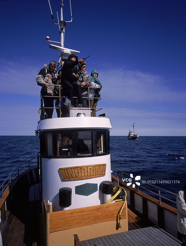 冰岛胡萨维克，Skjalfandafloi海湾观鲸之旅图片素材