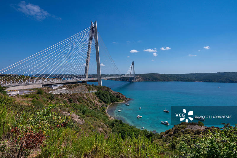 土耳其伊斯坦布尔萨里耶区的亚武兹苏丹塞利姆大桥图片素材