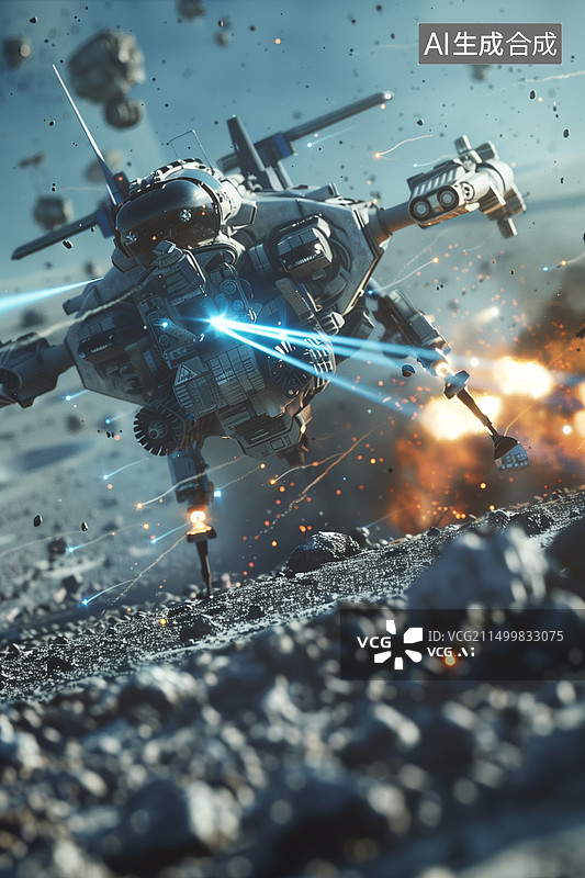 【AI数字艺术】夜晚科幻未来科技月球星球大战3D插画图片素材