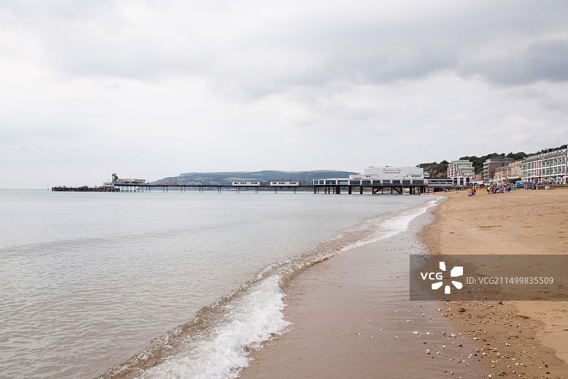 英国汉普郡怀特岛桑当海滩图片素材