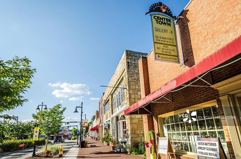 佐治亚州石 Mountain 村主街的日落图片素材