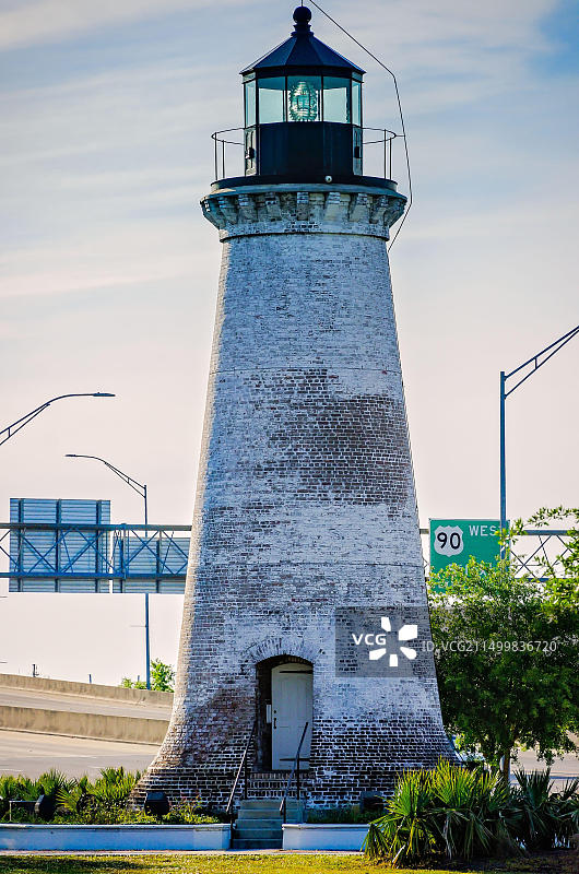 2021年4月22日，密西西比州帕斯卡古拉的圆岛灯塔图片素材