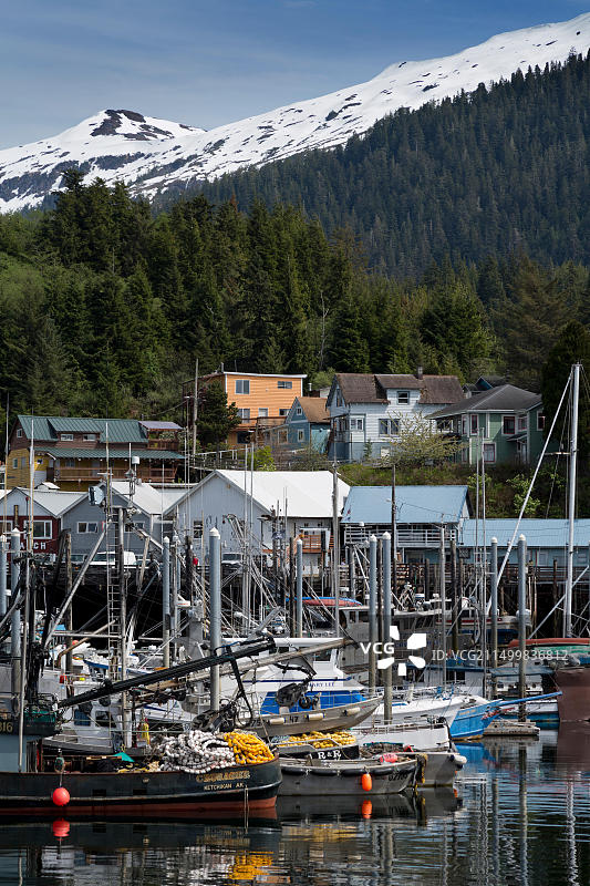 美国阿拉斯加州克奇坎的托马斯盆地船坞图片素材
