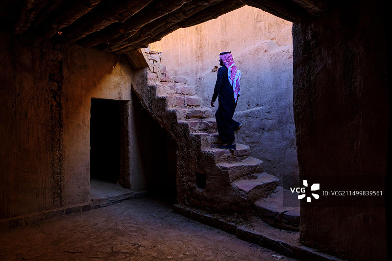 沙特阿拉伯麦地那地区欧拉古镇考古遗址内景图片素材