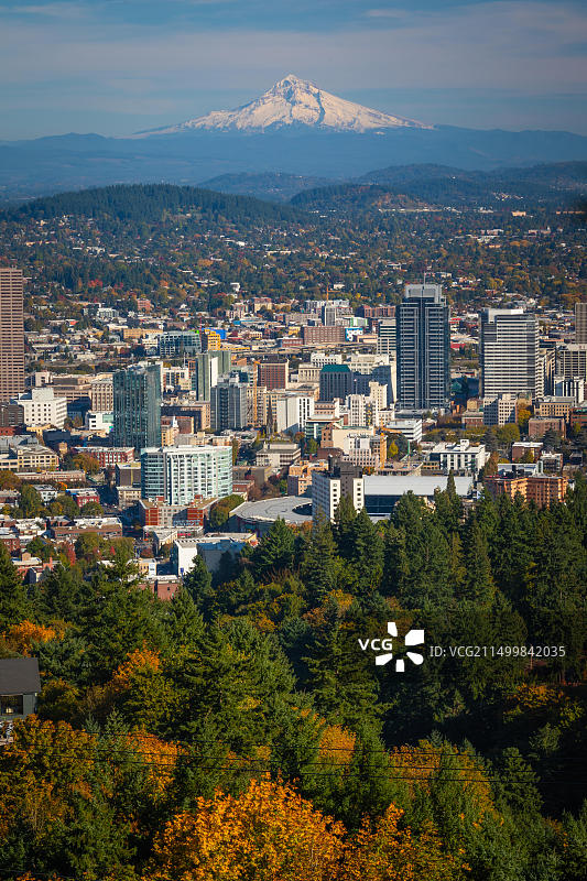 从皮托克大厦看到的俄勒冈州波特兰天际线图片素材