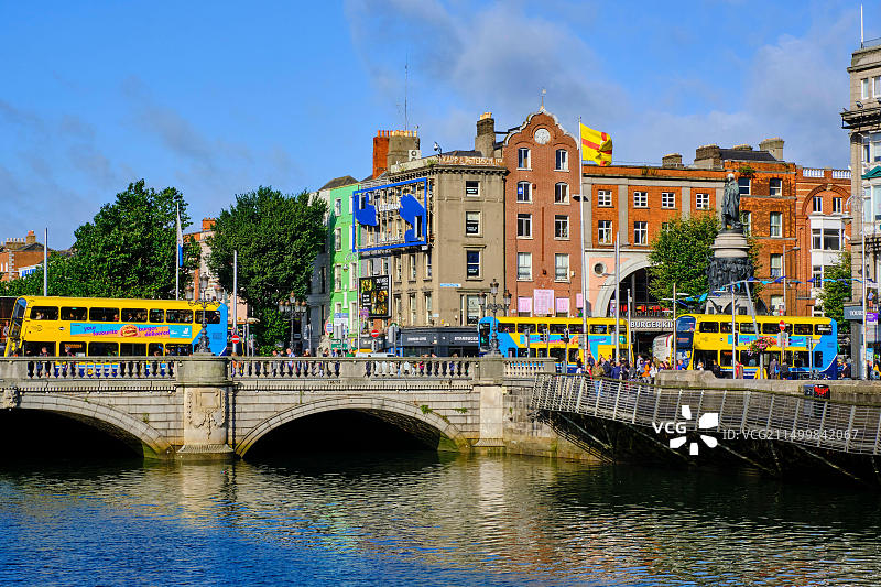 爱尔兰共和国都柏林利菲河畔的房屋图片素材