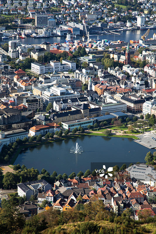 挪威卑尔根中心和斯马隆厄伦湖图片素材