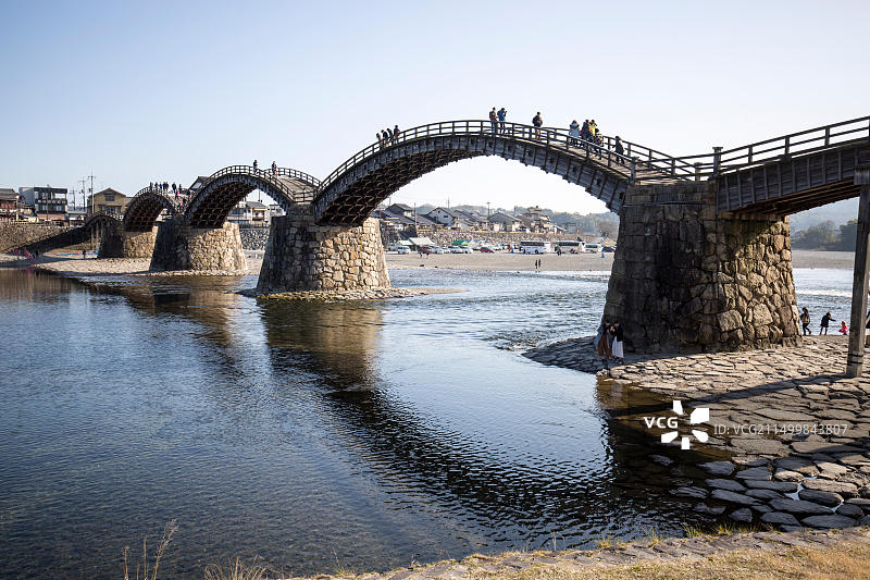 日本山口县岩国市的锦带桥图片素材