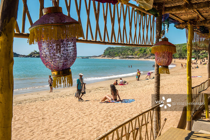 印度果卡纳翁海滩酒吧/餐厅图片素材