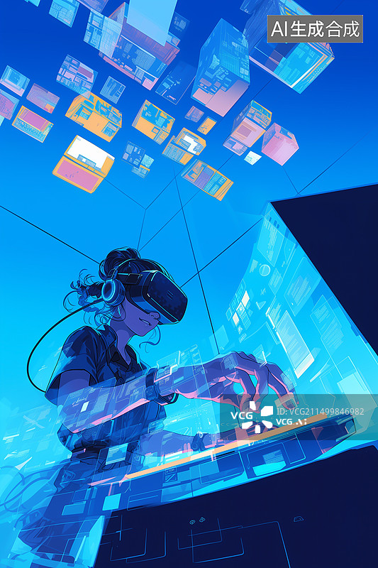 【AI数字艺术】使用虚拟现实模拟器的人图片素材