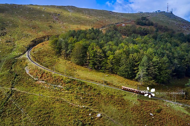 法国比利牛斯-大西洋省阿斯凯恩拉 Rhune 小齿轮火车图片素材