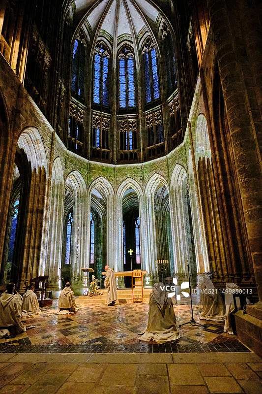 法国诺曼底芒什省圣米歇尔山及其海湾图片素材