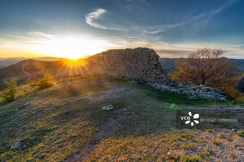 河北长城极光银河星轨图片素材