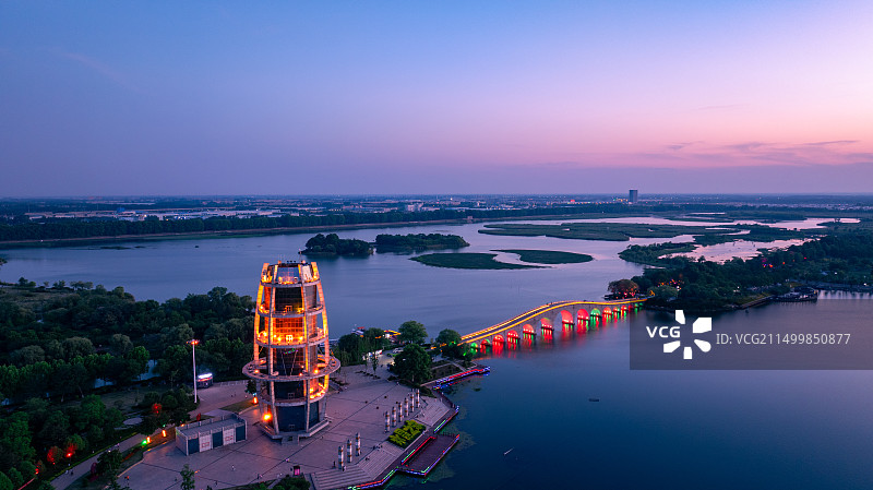 连云港 东海县 西双湖国家湿地公园 日落 航拍图片素材